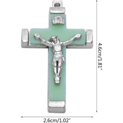 5x Metal Christ Jesus Cross Luminous Glow in the Dark Pendant Crucifix Ornaments U2JC