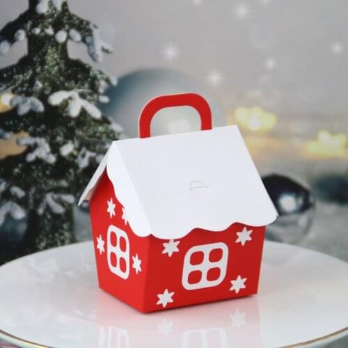 European Style Festival With Hand Gift Sugar Box New Christmas House Candy Box Red Small House Happy Sugar Packaging Paper Box