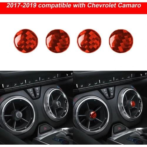 Durable Compact Red Carbon Fiber Dashboard AC Vent Trim for Chevrolet Camaro 2017-2019