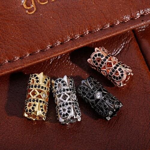 Luxury Micro Pave Zircon Spacer Beads Geometry Polyhedron Shape Charms For Bracelet DIY Making Jewelry