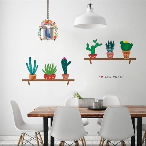 Garden Plant Flying Birds Birdcage Wall Sticker Home Decoration Mural Decal Living Room Bedroom Kitchen Decor
