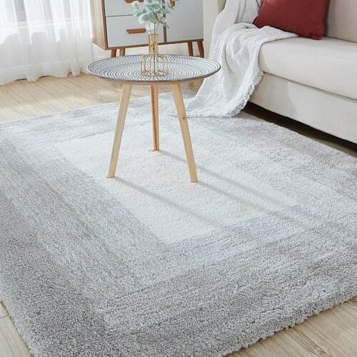 Nordic Grey Fluffy Rug For Area Living Room Thick Bed Room Large Rug Winter Soft Carpet Anti Slip Kids Room Plush Mat Home Decor