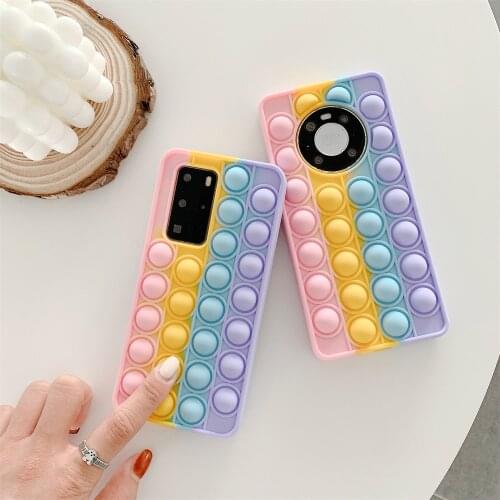 Pop Push Fidget Bubble Case For Huawei P40 P30 Mate 30 40 Pro Enjoy 9s 9 10 plus Honor 10 20 Lite 20i V30 Nova 3 5 6 7 8 Cover