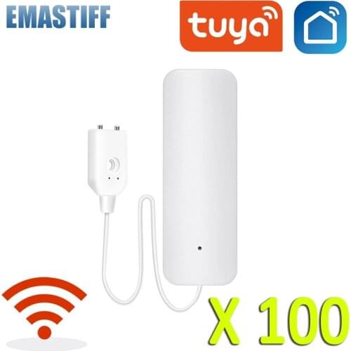 100PCS Tuya Smart Wifi Water Leakage Alarm Independent WIFI Water Leak Sensor Detector Flood Alert Overflow Security Alarm