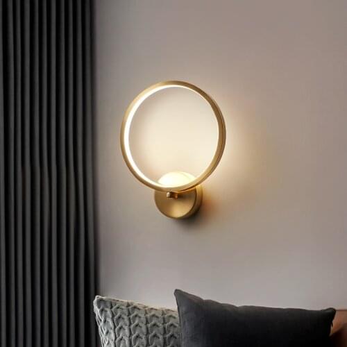 Modern Round Copper Wall Lamp Led Lights For Bedroom Living Room TV Background Aisle Wall sconces Home Lighting Fixtures