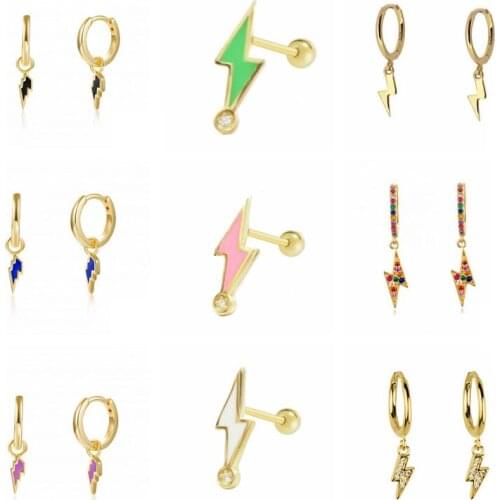 CANNER 925 Sterling Silver Earring for Women Lightning Cross Hoop Earrings Piercing Earings Jewel Round Earring pendientes Mujer