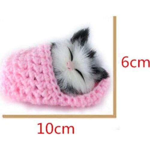 1pc Mini Lovely Simulation Sounding Shoe Kittens Cats Plush Toy Sleeping Cats Toy Kids Appease Doll Birthday Gift Doll