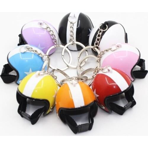1pcs Creative Motorcycle Helmet Key Chain Hanging Key Chain Ring Keychain Keyring Gift Toy for Men or Women 3D Miniature Plastic
