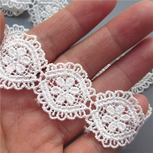 1 Yard White Embroidered Lace Edge Trim Ribbon Applique DIY Sewing Craft Crochet Fabric Edging Trimmings Vintage Wedding Dress