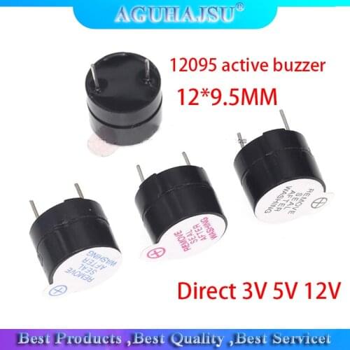 10pcs 12095 active buzzer Direct 3V 5V 12V long voice 12*9.5MM diameter 12MM black red blue label