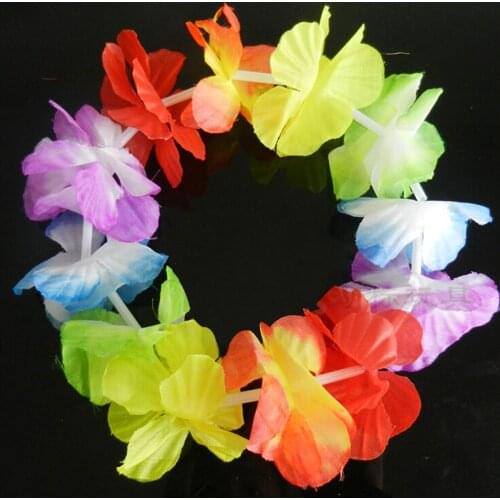4Pcs Hawaiian Tropical Hula Luau Grass Dance Head Neck Wrist Garland Xmas Christmas Halloween Party Supplies Decor Party Acc