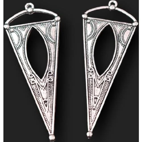 4pcs Silver Plated Large Geometric Style Triangle Pendant Bohemia Necklace Earrings Accessories DIY Charms Jewelry Carfts Making