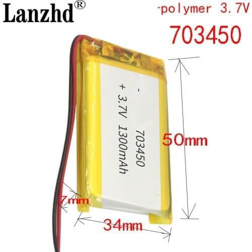 8PCS lithium battery 3.7V 703450 1300MAH Rechargeable Li-ion Cells With PCB For MP4 MP5 GPS Bluetooth Speaker Tablet