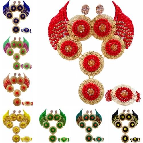 ACZUV Nigerian Wedding African Beads Jewelry Set Crystal 10C-4PH001