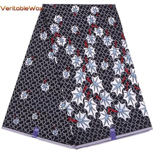African Polyester Wax Leaf Prints Fabric Boho Ethnic Ankara Fabric For Dress New VeritableWax 6 Yard African Fabric FP6101
