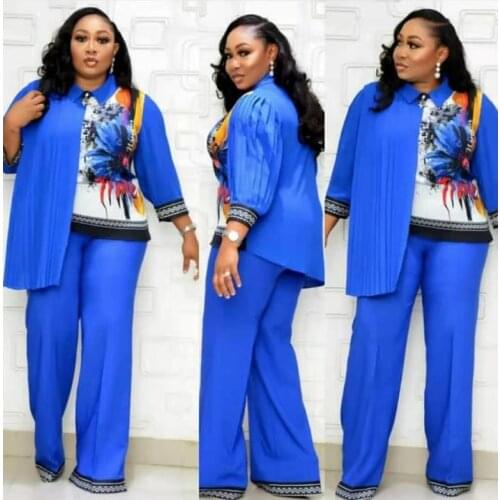 2021 Dashiki African 4 Colors New Fashion Suit (Dress and Trousers) Suit African For Lady(ZDTZ#)