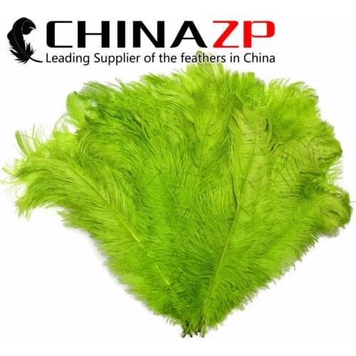 CHINAZP Factory Size 45~50cm(18~20inch) 50pcs/lot Length Cheap Wholesale Dyed Lime Green Ostrich Drab Feathers