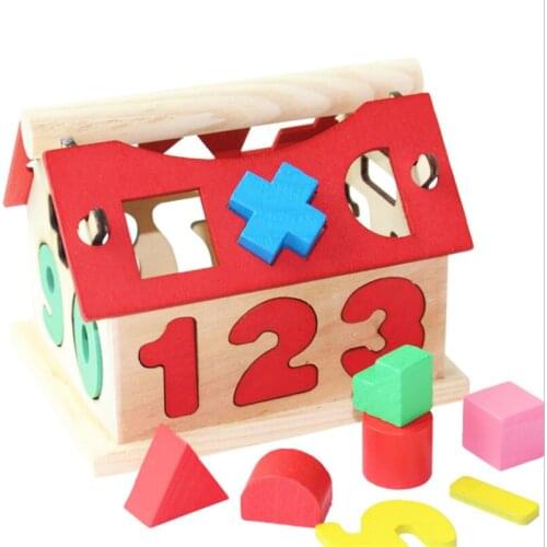 Childrens Colour Wooden Digital House Pair 2020 Children Early Educational Model Assembling Blocks Develop Intelligence Game