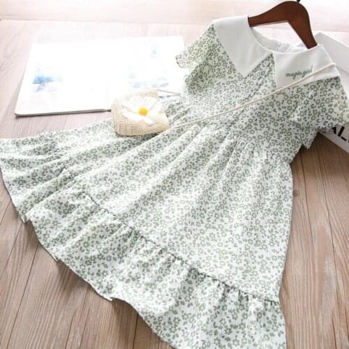 Kids dress for girl wholesale summer new girls flower print princess dresses