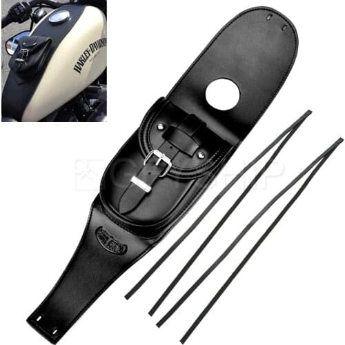 For Harley Sportster 883 1200 XL883 XL1200 Iron 883 XL883N Forty Eight Leather Tank Bag Moto Cover Panel Pad Bib With Pouch