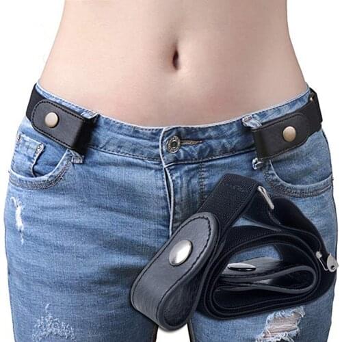 FRALU jeans womens punk style buckle-free belt dress ladies slim sports trend comfortable elastic new no buckle belt