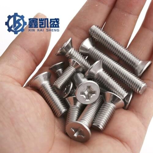 GB819 M3 100Pcs Environmental Protection Carbon Steel Nickel Silver Cross Countersunk Head Machine Bolt Stainless Steel 304