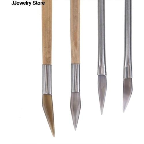 Hot Sale 1Pc Agate Burnisher Polishing Knife Edge With Bamboo Handle Jewelry Making Tools