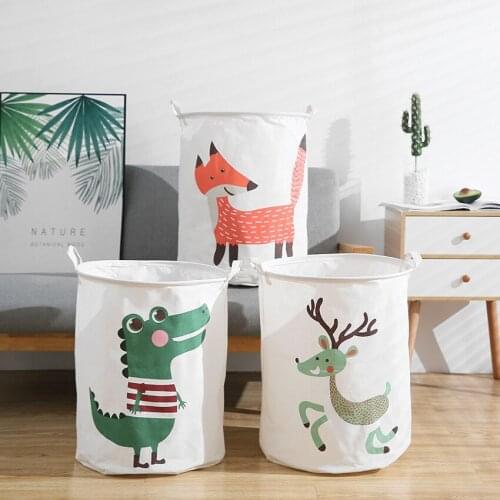 Dirty Clothes Storage Bin Dinosaur Fox Deer PE Coated Storage Bin