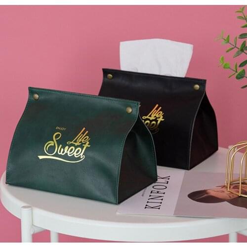 PU Leather Tissue Bag Nordic Table Napkin Case Ins Home Vehicle Paper Towel Box Multifunction Lady Cosmetic Tools Storage Bags