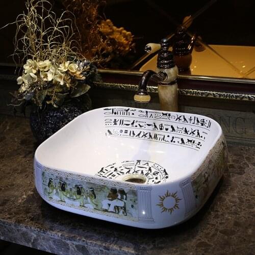 Jingdezhen Bathroom ceramic sink wash basin Porcelain Counter Top Wash Basin Bathroom Sinks sink hair wash