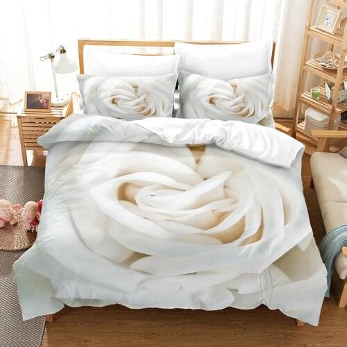 White Rose Flower Bedding Set Single Twin Full Queen King Size Fink Flowers Rose Bed Set Children Bedroom Duvet Cover Sets