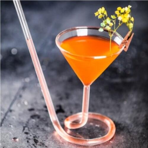 Creative rotating martini glass glass spiral vampire glass long tail cocktail glass molecular wine glass straw cup