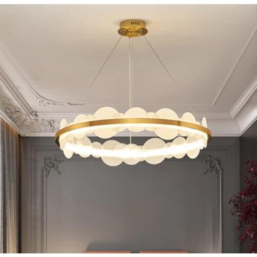 Nordic living room circle led pendant lights luxury post-modern model room restaurant bar counter bedroom acryilc chandelier