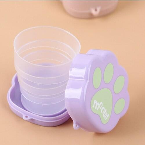 Kitchen Portable Silicone Retractable Folding Cup Cute Cat Claw Cup Collapsible Travel Camping Climbing Milk Juice Tea Cup Pad