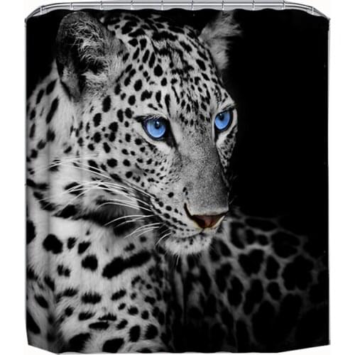 Leopard bathroom curtain black waterproof curtain shower drop shipping polyester fabric bath curtain