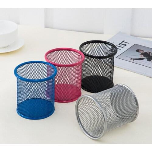 Mesh Metal Pen Pencil Brush Pot Holder Storage Container Office Desk Organizer Case Brush Pot Home Storage Supplies
