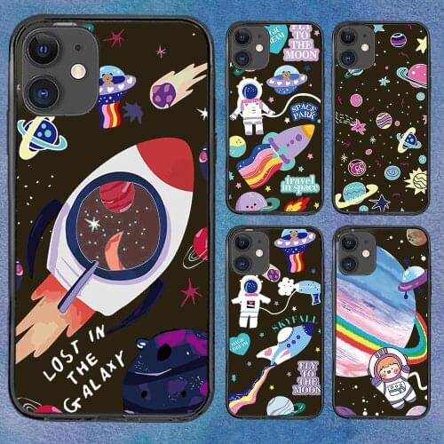 Cute Astronaut Space Phone Case For iphone 12 11 6 Mini Pro XS Max X XR 7 8 Plus Soft TPU Cover 12Pro 11Pro 12Mini