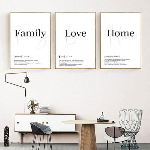Minimalist Black White Love Family Home Defenition Wall Art Print Gifts Canvas Paintings Poster for Living Room Home Decor