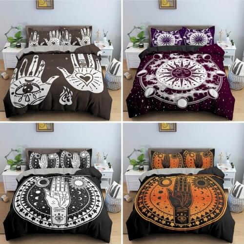 Bohemian Bedding Set Palm Flower Duvet Cover Set Microfiber Comforter Cover Mandala Pattern Quilt Cover King Queen Bedclothes