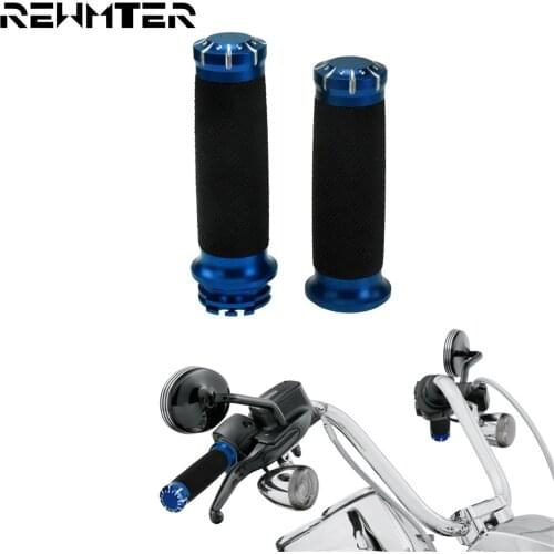 Motorcycle CNC 1'' 25mm Handlebar Blue Hand Grip For Harley Softail Touring Electra Road Glide King Sportster XL 1200 883 Dyna