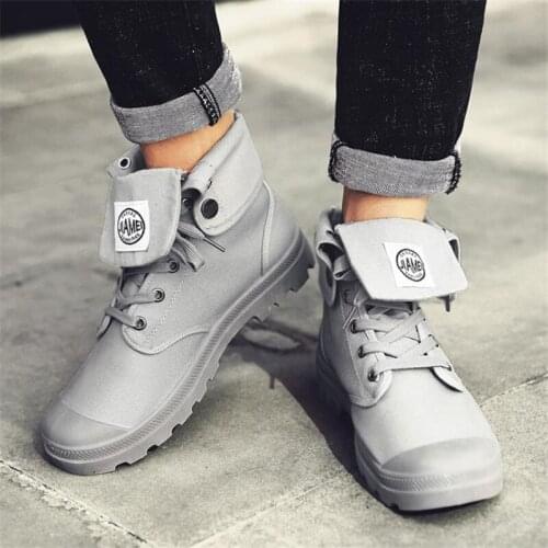 Canvas Shoes Men Ankle Boots Outdoor Martin Boots for Man High Top Sneakers Flat Casual Male Military Shoes Leisure Footwear