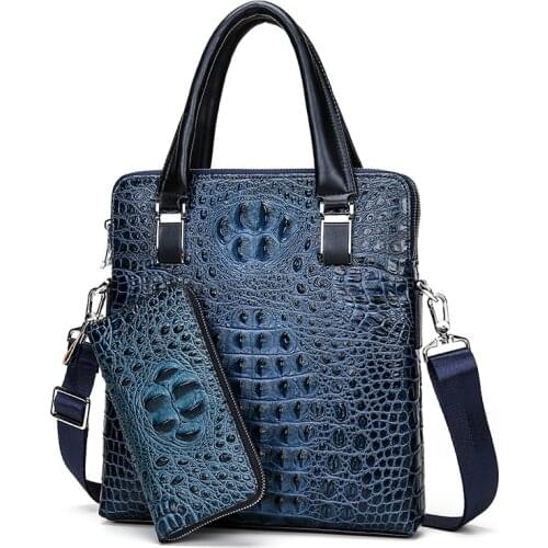 Famous brand design crocodile pttern bag men Cowhide leather briefcase bag business totes bag handbag men leather shoulder bag