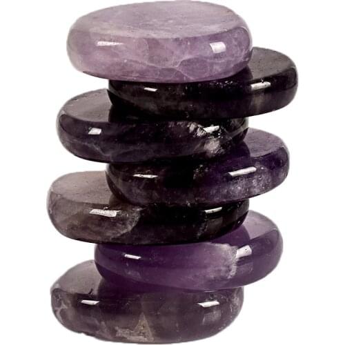 Natural 7pcs Massage SPA Chakra Crystal Reiki Healing Meditation Tool Palm Worry Stone for Anti Stress Hands Eye Body Relaxation