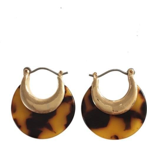 ZWPON 2020 New Gold Resin Round Leopard Hoop Earrings for Women Fashion Large Tortoiseshell Statement Earrings Jewelry Wholesale