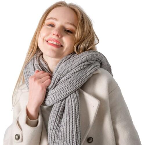 New women men scarf Korean wool female student long thick warm knitting winter red black white blue brown gray scarf