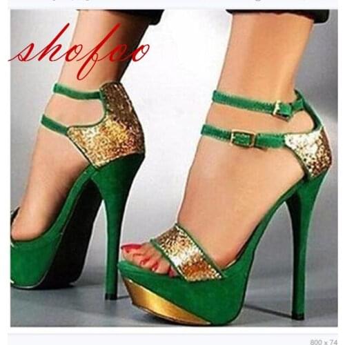 SHOFOO shoes,Beautiful fashion womens sandals, banquet high-heeled sandals, womens sandals, 14.5 cm high-heeled sandals
