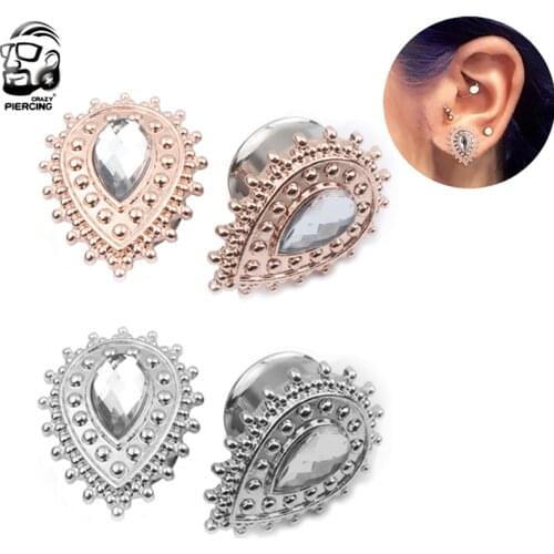 A Pair Stainless Steel Design Saddle Ear Plugs Tunnels Flesh Expansion Piercing Earring Gauges Ear Expander Fashion Body Jewelry