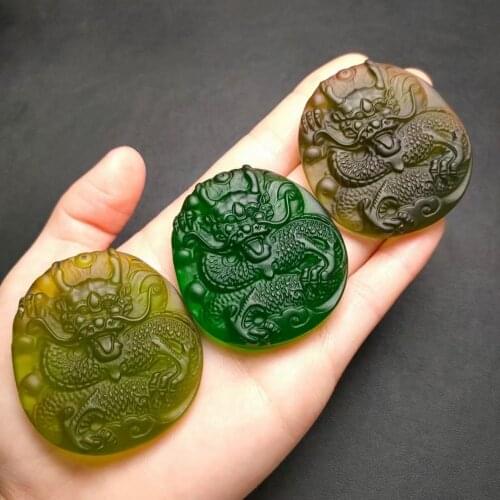 Natural Czech Glass Meteorite Hand Carved Dragon Brand DIY Home Decoration Jewelry Pendant