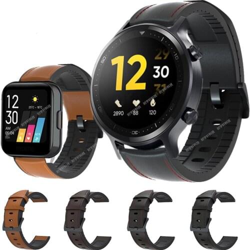 20/22mm Leather Silicone Watchband for Realme Watch S Strap Sport Bracelet Replacement Band for Realme Watch Wristband correa