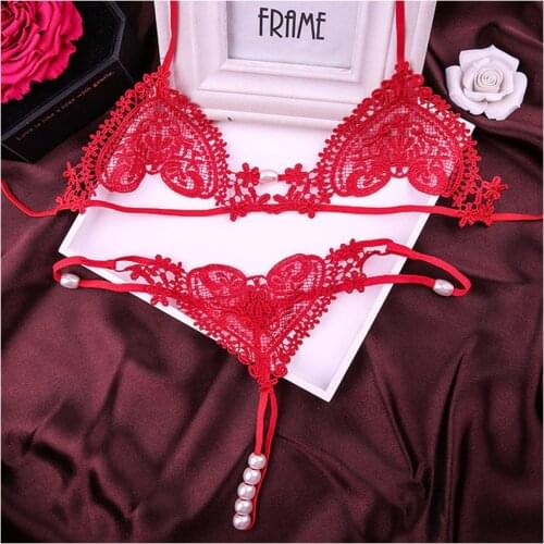 Sexy Teddy Lingerie Hot Lace Underwear Porno Open Crotch Women Lingerie Sexy Hot Erotic Costumes Pearl Sexy Lingerie + G String